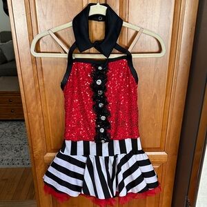 Weissman Red and Black Striped Kids Dance Costume - size adult small